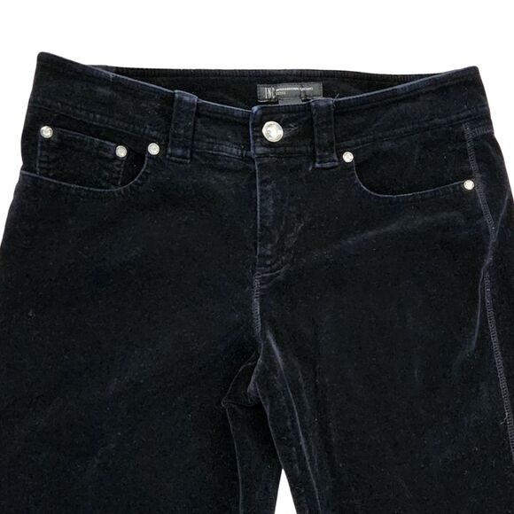 Velvet Jeans by INC Black Stretch Straight Leg Crystal Button Rivets Women's 6P - Picture 2 of 11